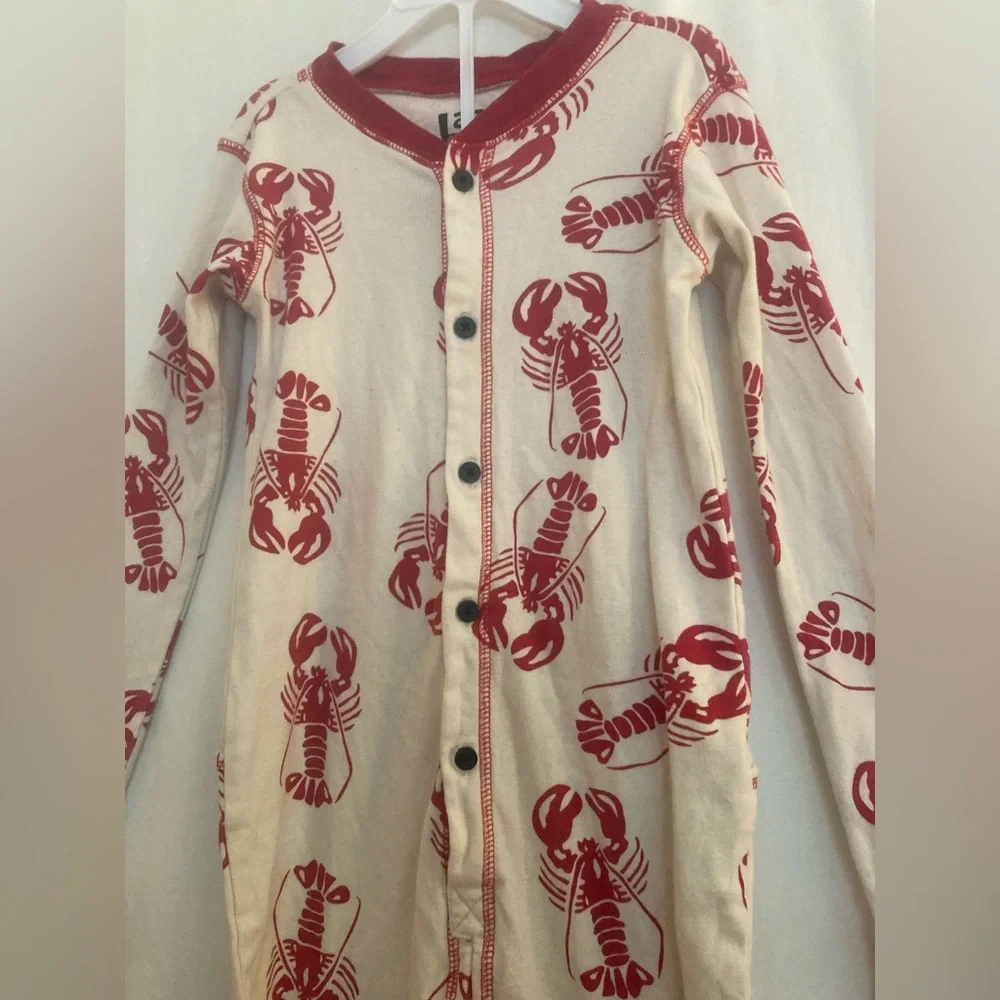 Lazy One Kids Red Lobster Print One-Piece Pajamas Size 8